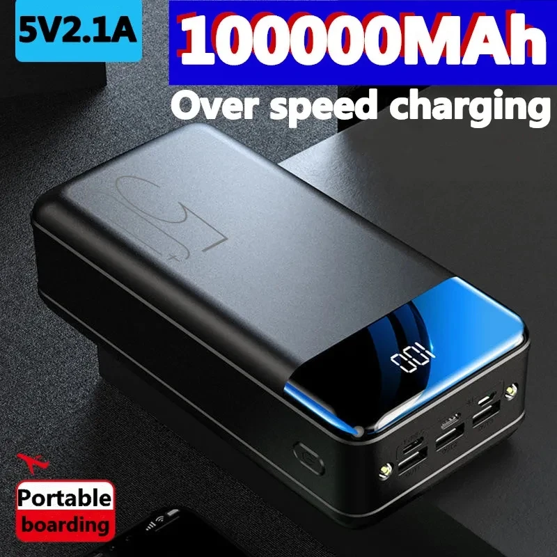 

2023 new fast charging large-capacity charging bank, mobile power 100000 mAh, suitable for 5v2.1a fast charging