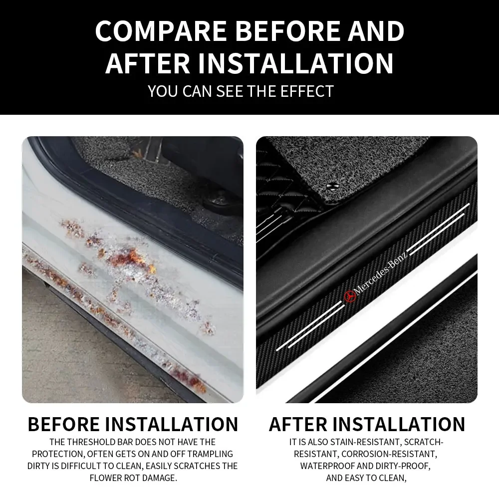 4 шт. автомобильная наклейка из углеродного волокна порог автоматической двери