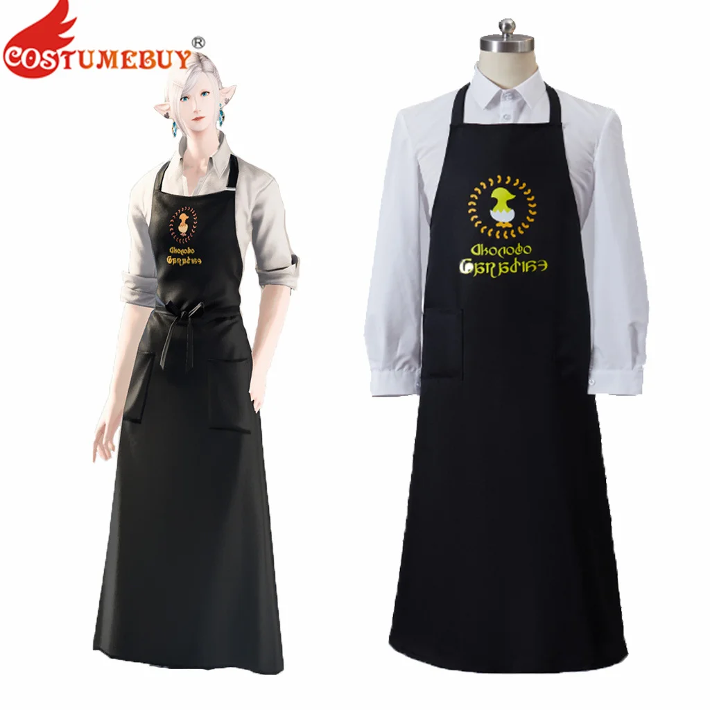 

CostumeBuy Game FF14 Craftsman's Apron Cosplay Costume Daily Cooking Kitchen Apron Printed Cartoon Aprons