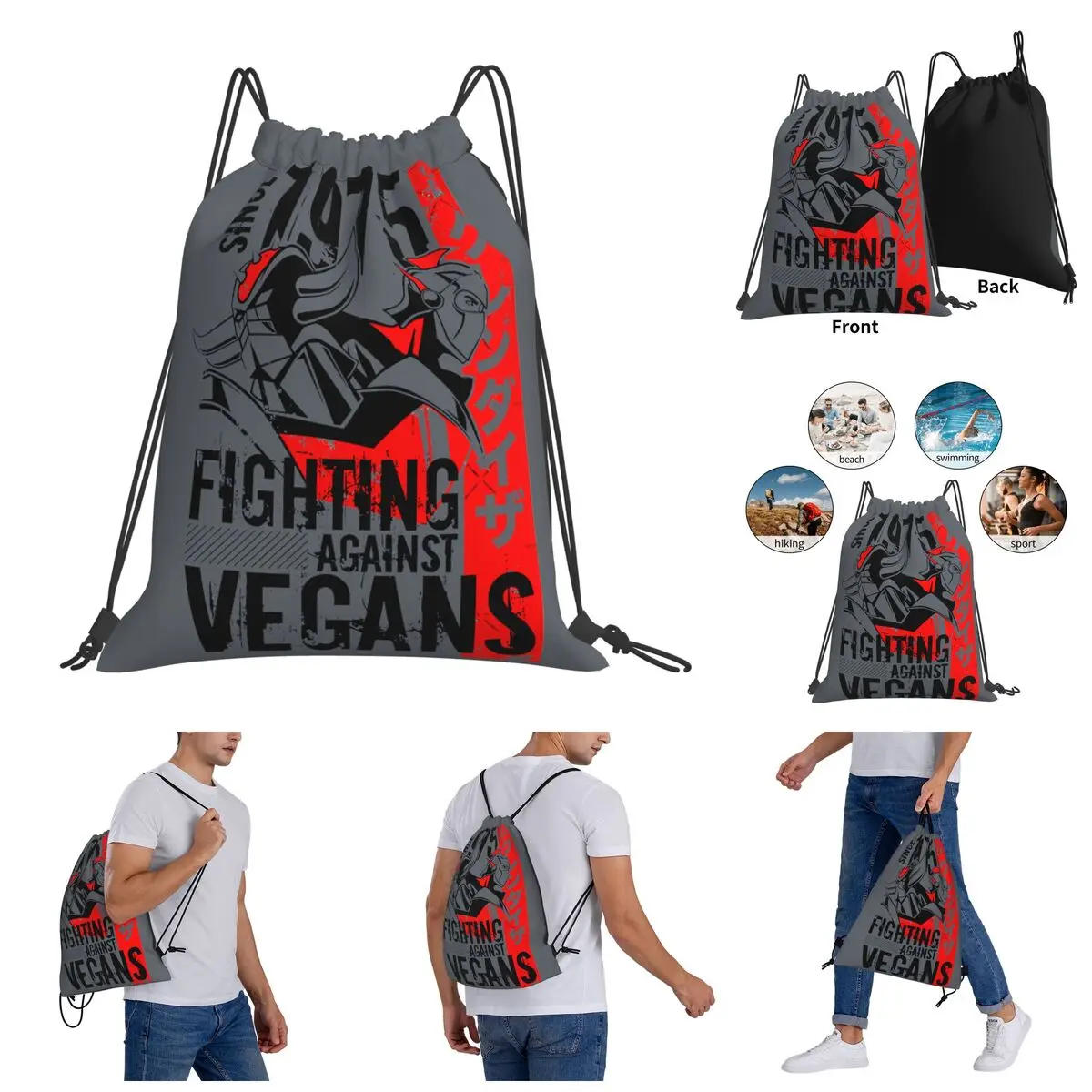 

046 Grendizer Vegan Goldoraks Drawstring Bags Gym Bag Casual Graphic Backpack Geek Blanket roll