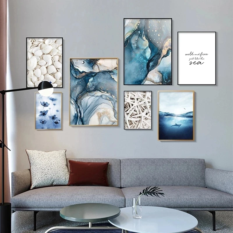

Landscape Blue Sea Natural Posters Canvas Painting Prints Wall Art Abstract Picture for Living Room Home Wall Decoration