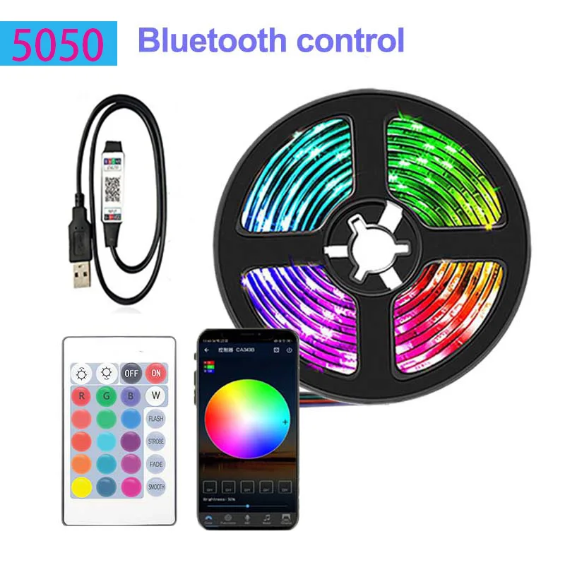 Светодиодная ленсветильник 5 В USB Bluetooth ИК-управление м 10 15 20 30 RGB 5050 подсветильник