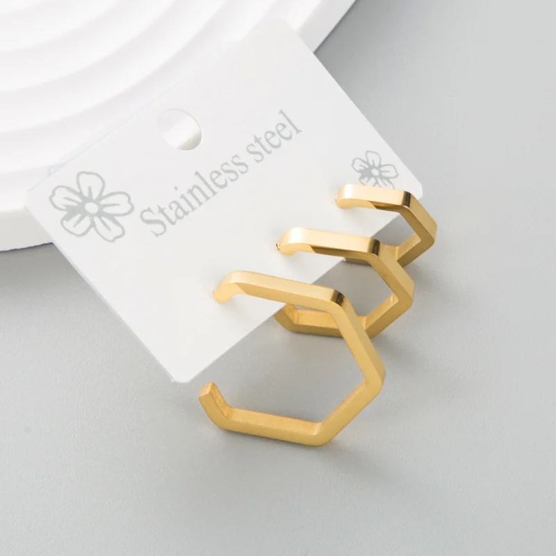 

2022 New Trend Simple Titanium Steel Three Piece Set Earrings