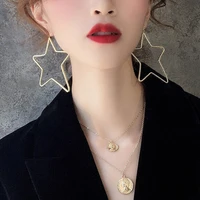 fashion jewelry exaggerated big star earrings popular design golden silvery plating dangle drop earrings for women party gifts