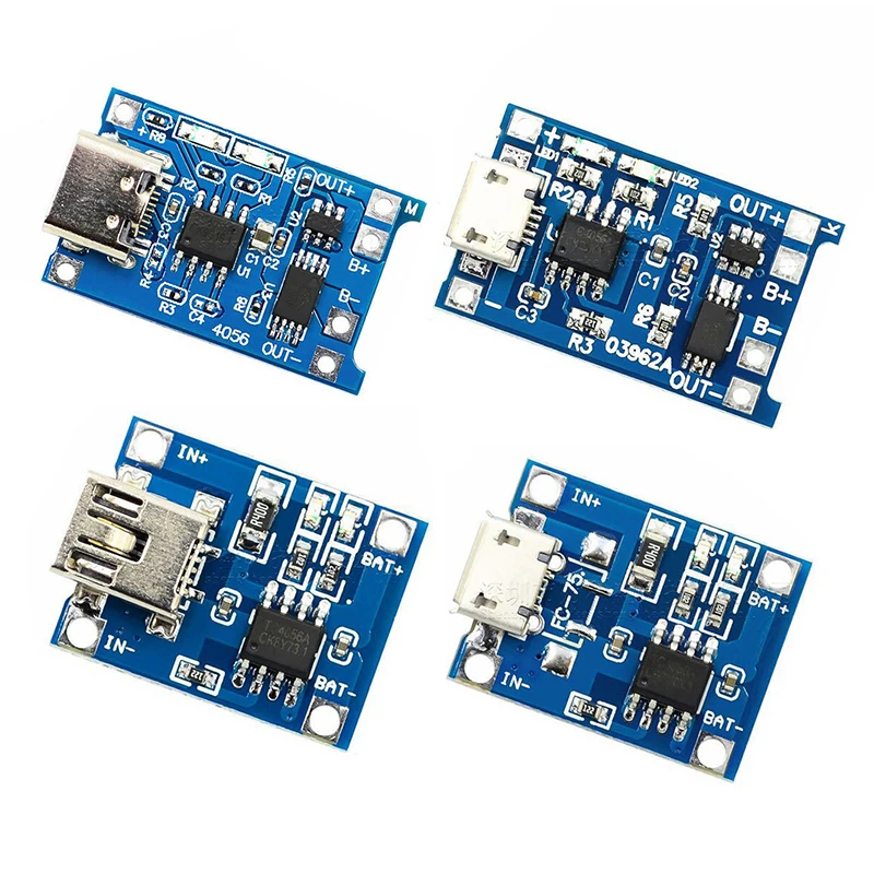 

10 шт., зарядная плата TP4056 с Micro USB, 5 В, 1A, 18650