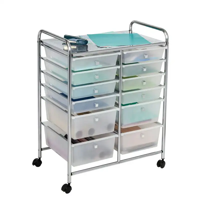 

Can Do 12-Drawer Rolling Craft Storage Or Office Cart, Chrome