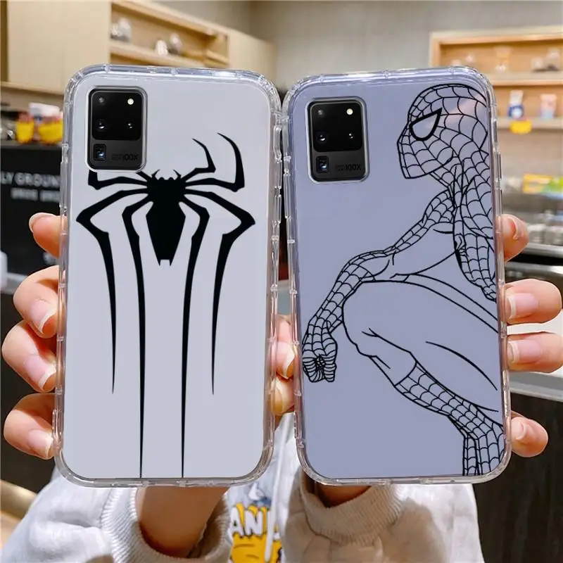 

Spider Spiderman Phone Case For Samsung Galaxy S10 S10e A70 Edge S22 S23 Plus Ultra Note10 Transparent Cove