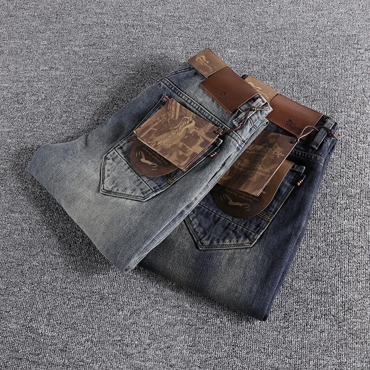 American-style heavy-washed youth hanging boots pants make old trendy stereo slim tapered men's jeans.