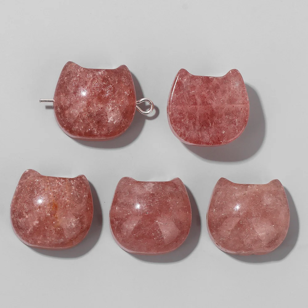 Модный кулон в форме головы кошки из натурального камня 14x16 мм агаты тигровый