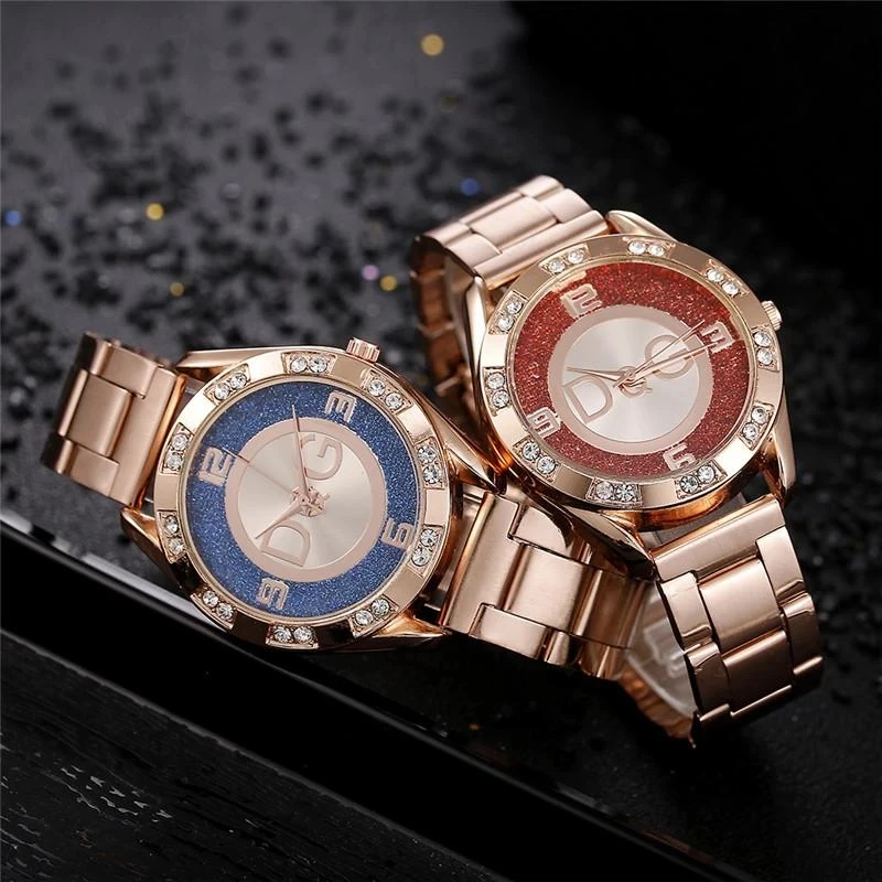 Women Watches DQG Luxury Rose Gold Frosted Diamond Quartz Watch Fashion Creative Men's and Women's Sports Chronograph Watch