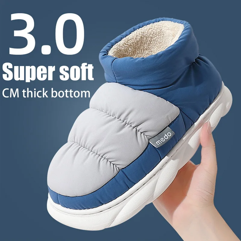 

Тапочки зимние унисекс на толстой платформе, теплые хлопковые шлепанцы, для дома и пола, для мужчин и женщин