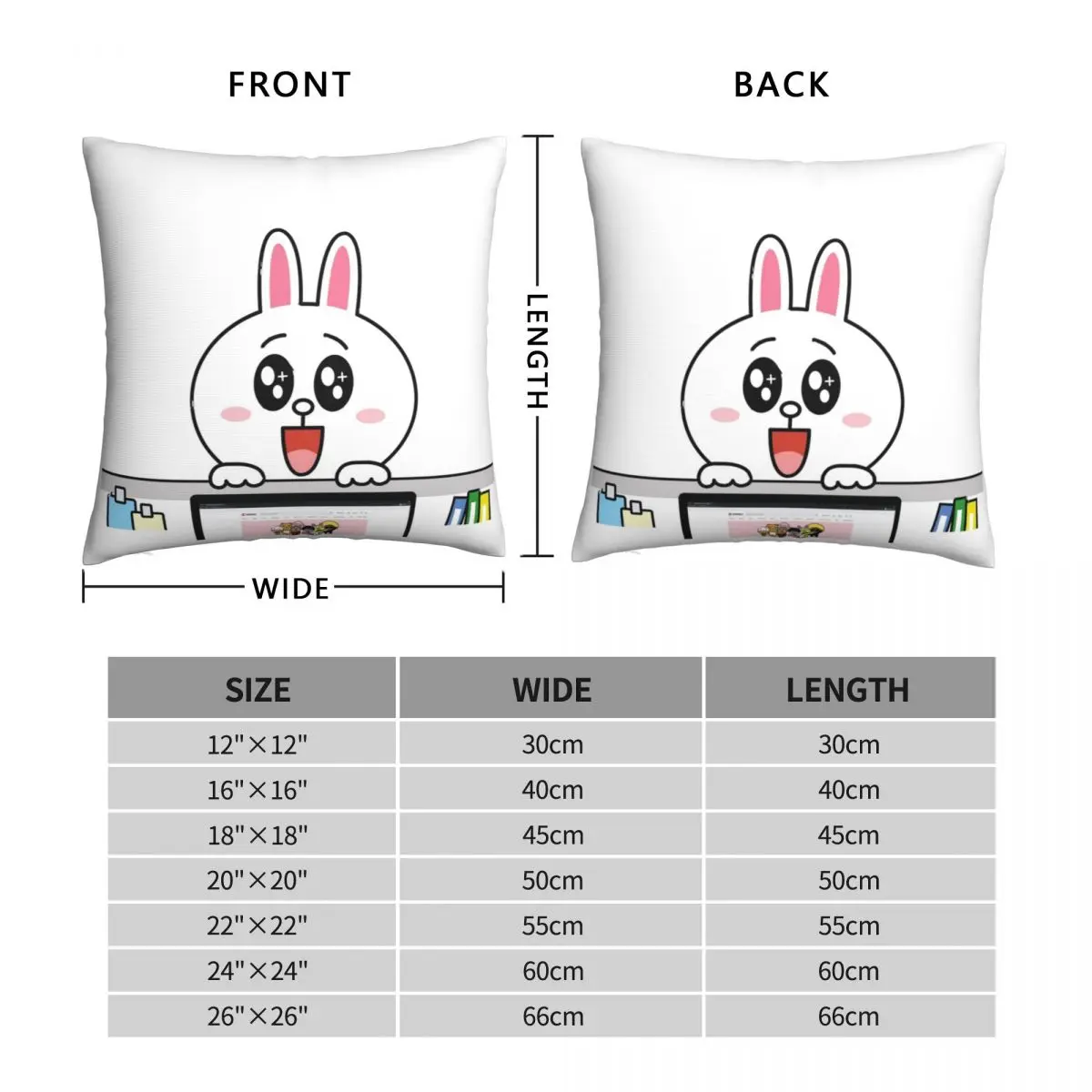 Brown And Friends Workplace (Cony Bunny) Pillowcase Pillow Case Cushion Cover Home Sofa Car Decorative Throw Pillowcases |