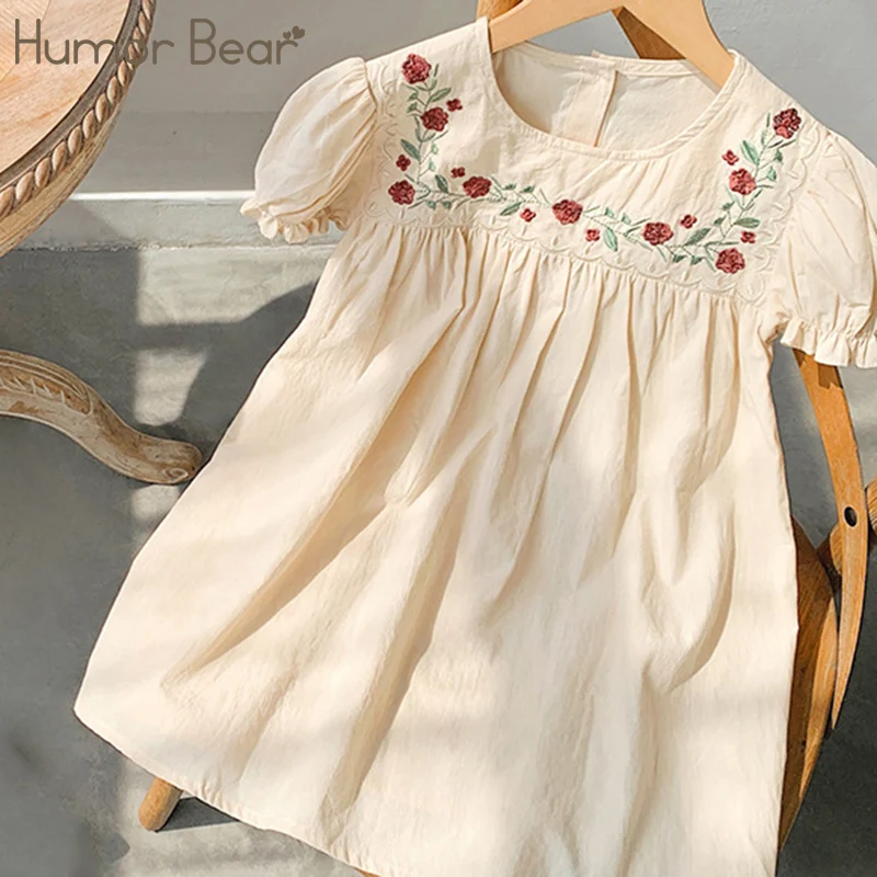 

Новинка 2023, летние платья Humor Bear для девочек, детское платье принцессы, детская одежда с вышивкой, Повседневное платье для девочек