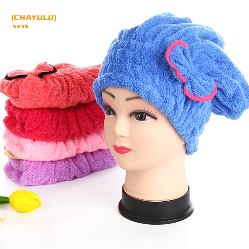 

Microfiber Thick Coral Fleece Absorbent Quick-drying Cap Confinement Cap Women's Bag Turban Shower Cap Household Dry Hair Towel