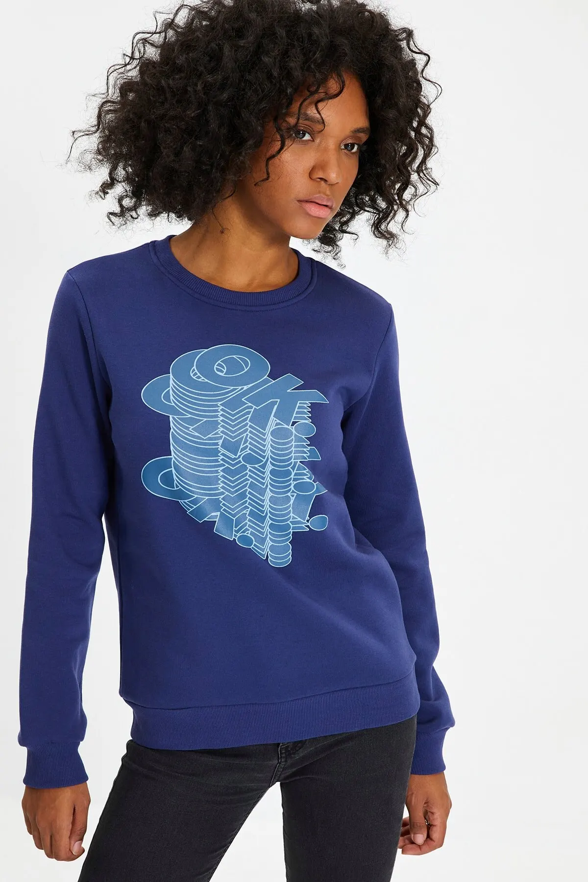 

Женский свитшот, темно-синие базовые вязаные толстовки с принтом, модные всесезонные новые дизайнерские пуловеры, флисовые толстовки