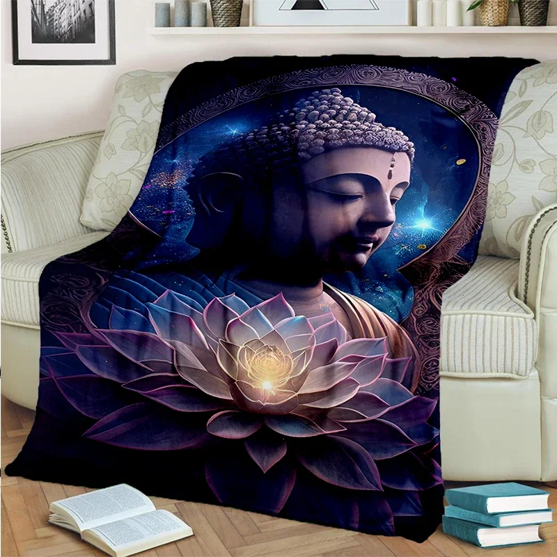

3D Print Buddha Sakyamuni Buddhism Faith Religion Soft Plush Blanket Flannel Warm Blanket for Living Room Bedroom Bed Sofa Pray