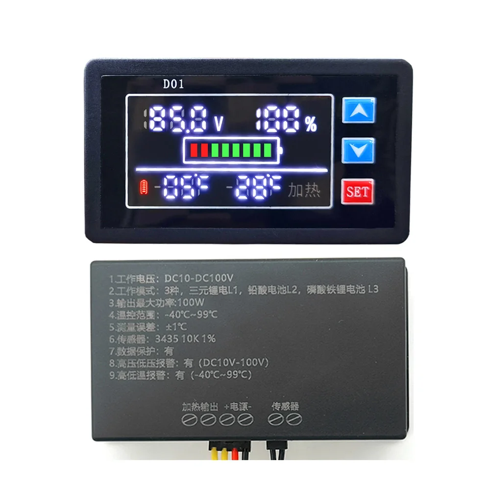 

Waterproof Battery Capacity Indicator DC10-100V Lead Acid Lithium LiFePO4 Car Motorcycle Voltmeter Voltage Gauge Thermoregulator