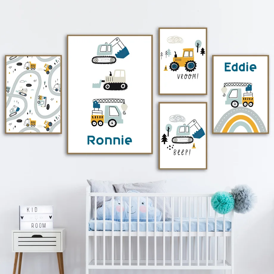 

Tractor Truck Crane Transport Vehicles Nursery Wall Art Canvas Painting Nordic Posters And Prints Wall Pictures Kids Room Decor