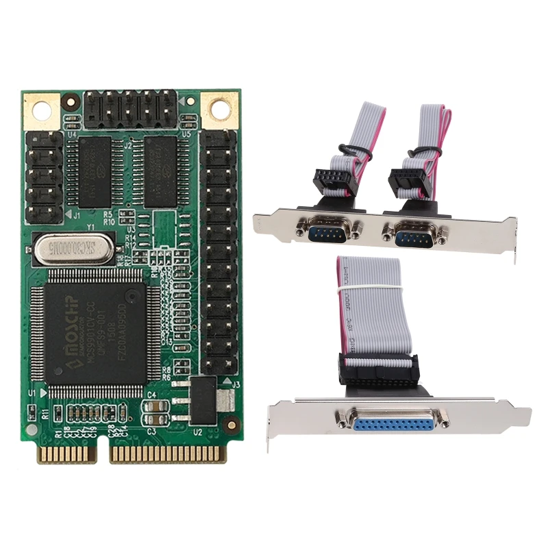 

Mini PCIE 2-портовая последовательная плата расширения PCI для экспресс-доставки в промышленный DB9 DB25 последовательный порт RS232 COM-адаптер