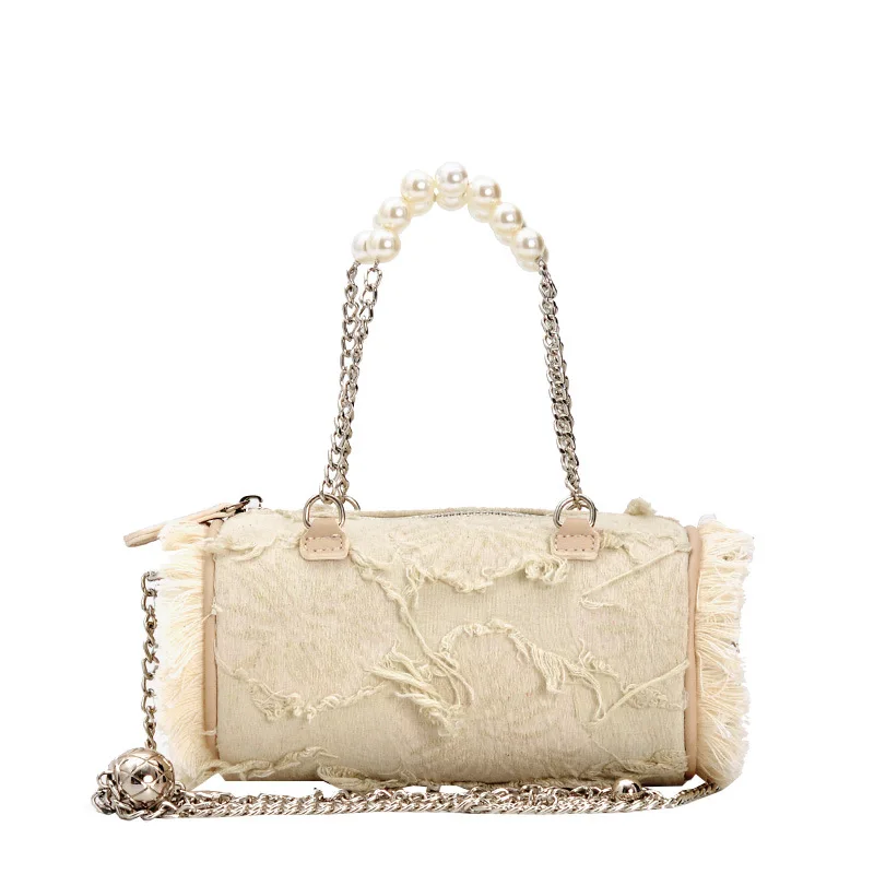 

High-quality Ladies Pearl Chain Shoulder Bag 2022 New Fashion Hand-held Handbag Hot-selling Messenger Hand Bag Cylinder Bag