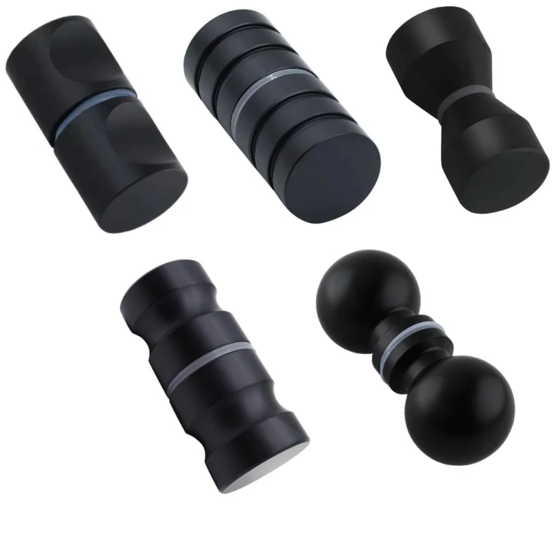 Матовая Черная Стеклянная Дверная ручка Kensharp SS304 круглая дверная для душевой