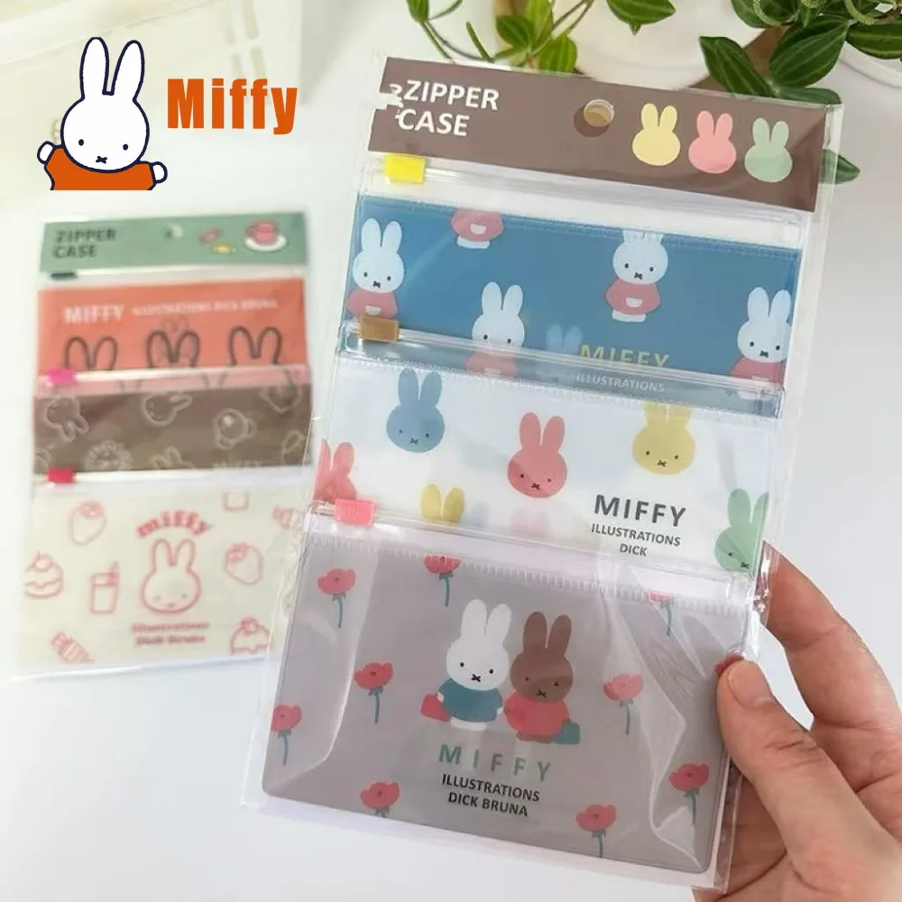 Фото Прозрачный чехол-косметичка Kawaii Miffy с молнией, милый кролик, органайзер для макияжа из ПВХ, прозрачный кошелек для монет, водонепроницаемый пенал для ручек и карандашей, подарок №2