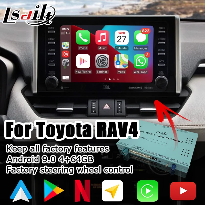 

Android/беспроводной интерфейс CP AA для Toyota RAV4 2018-Текущий видеоинтерфейс с камерой GVIF ключ для Toyota Camry, Avalon, Corolla Sienna