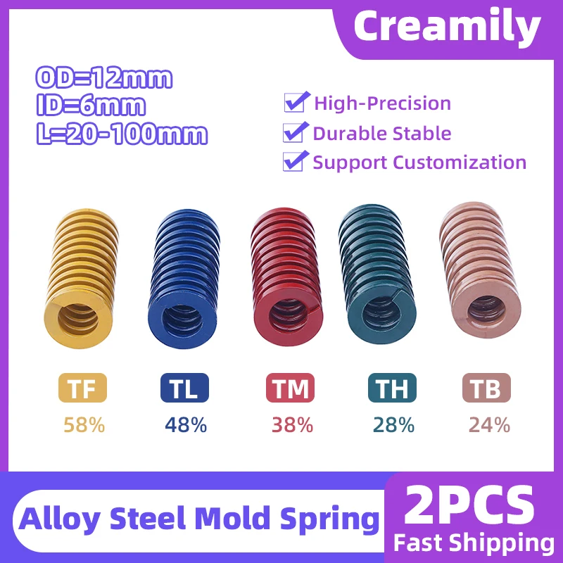 2 шт., пружина для штамповки, спиральная штамповочная пресс-форма, пружина из легированной стали, OD = 12 мм ID = 6 мм L = 20 мм-100 мм