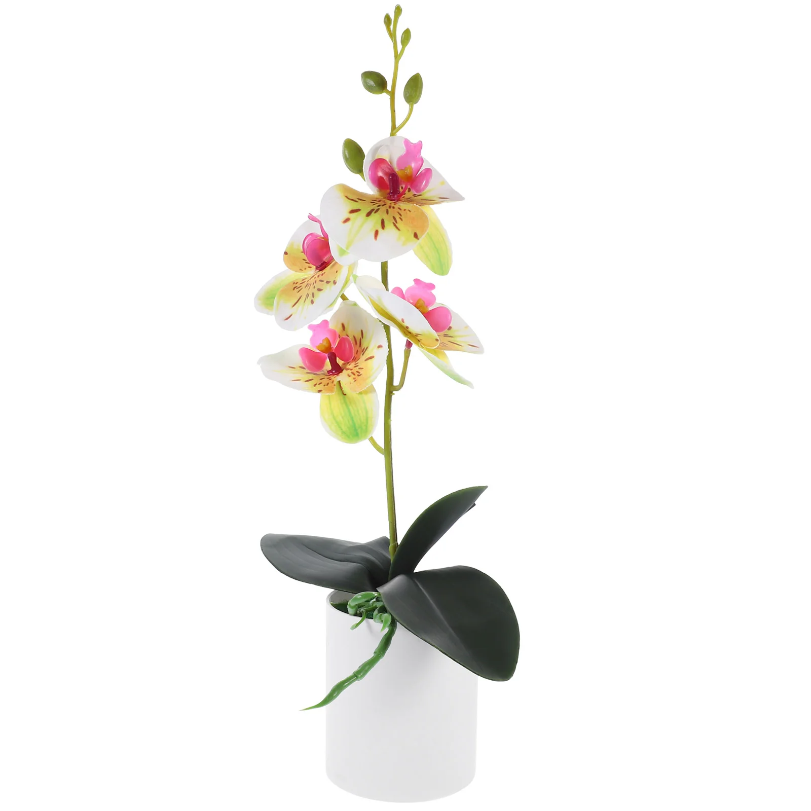 

Realistic Potted Orchid Bonsai Fake Flowers Desktop Faux Plastic False Simulated