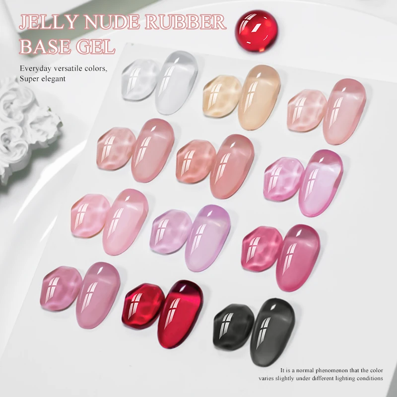 Фото Гель-лак для ногтей Jelly White Rubber Base, нюдово-розовый, полупрозрачный, самовыравнивающийся, снимаемый, УФ-гель для наращивания, лак для маникюра №5
