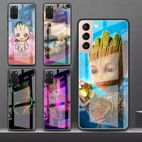 glass case for samsung galaxy s22 ultra s20 fe s21 plus s10 phone cover s9 s8 s10e note 20 10 lite shell guardians groot lunda