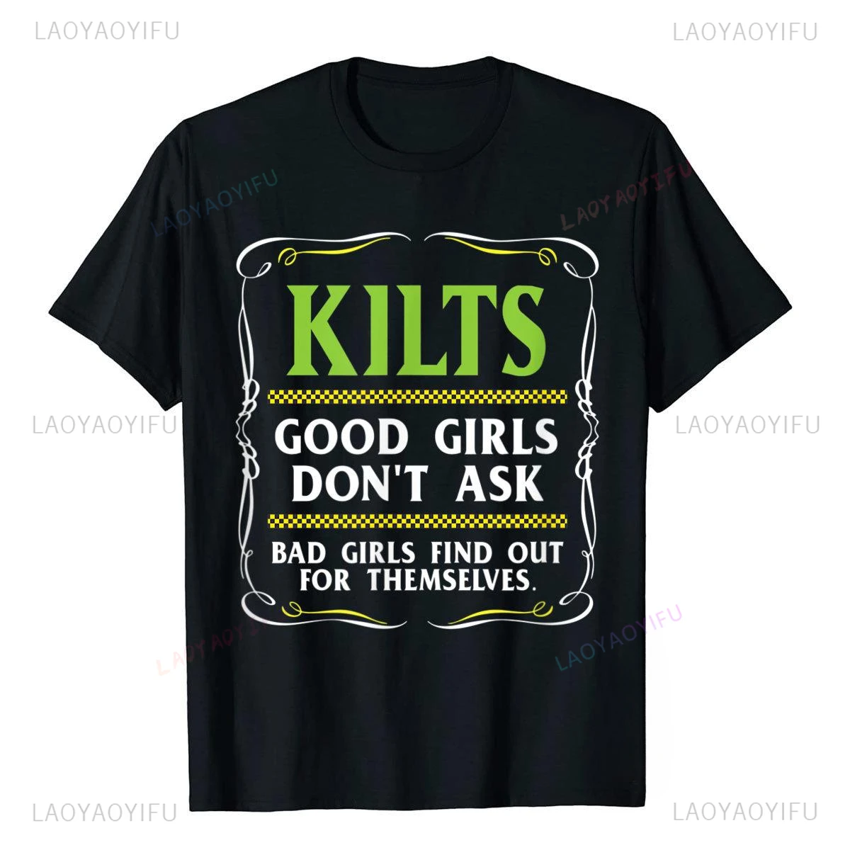 Фото Футболка с принтом «Забавная шутка» Good Girls Don't Ask, мужская футболка с юмором, шотландская футболка, повседневная модная свободная уличная футболка в стиле хип-хоп Y2k №1
