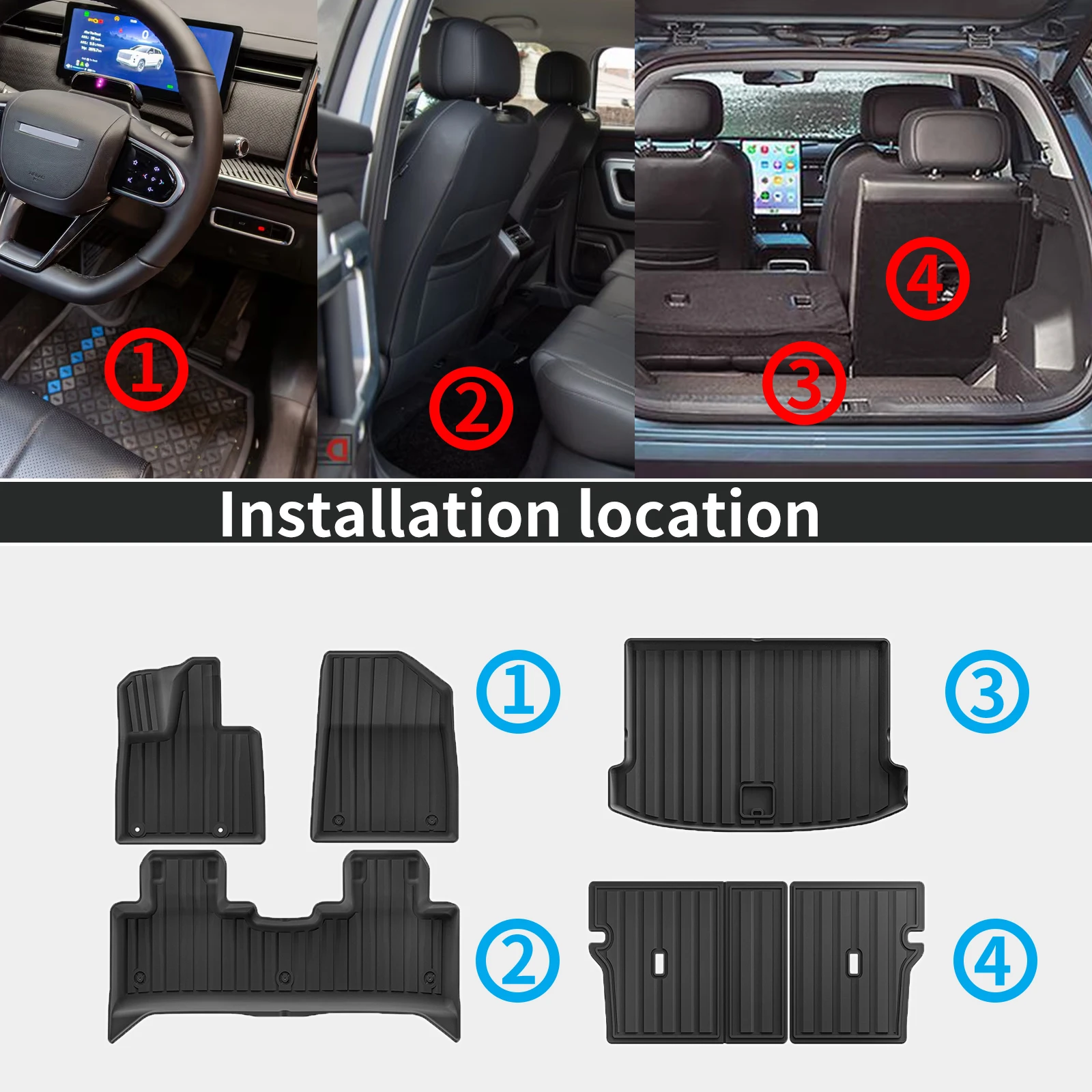 Фото Экологичные коврики из TPE для пола и багажника автомобиля BYD Formula Leopard 3 Titanium 3 Bao 3 2025 2026 (левый руль), нескользящие, пылезащитные, не подходят для праворульных авто. №2