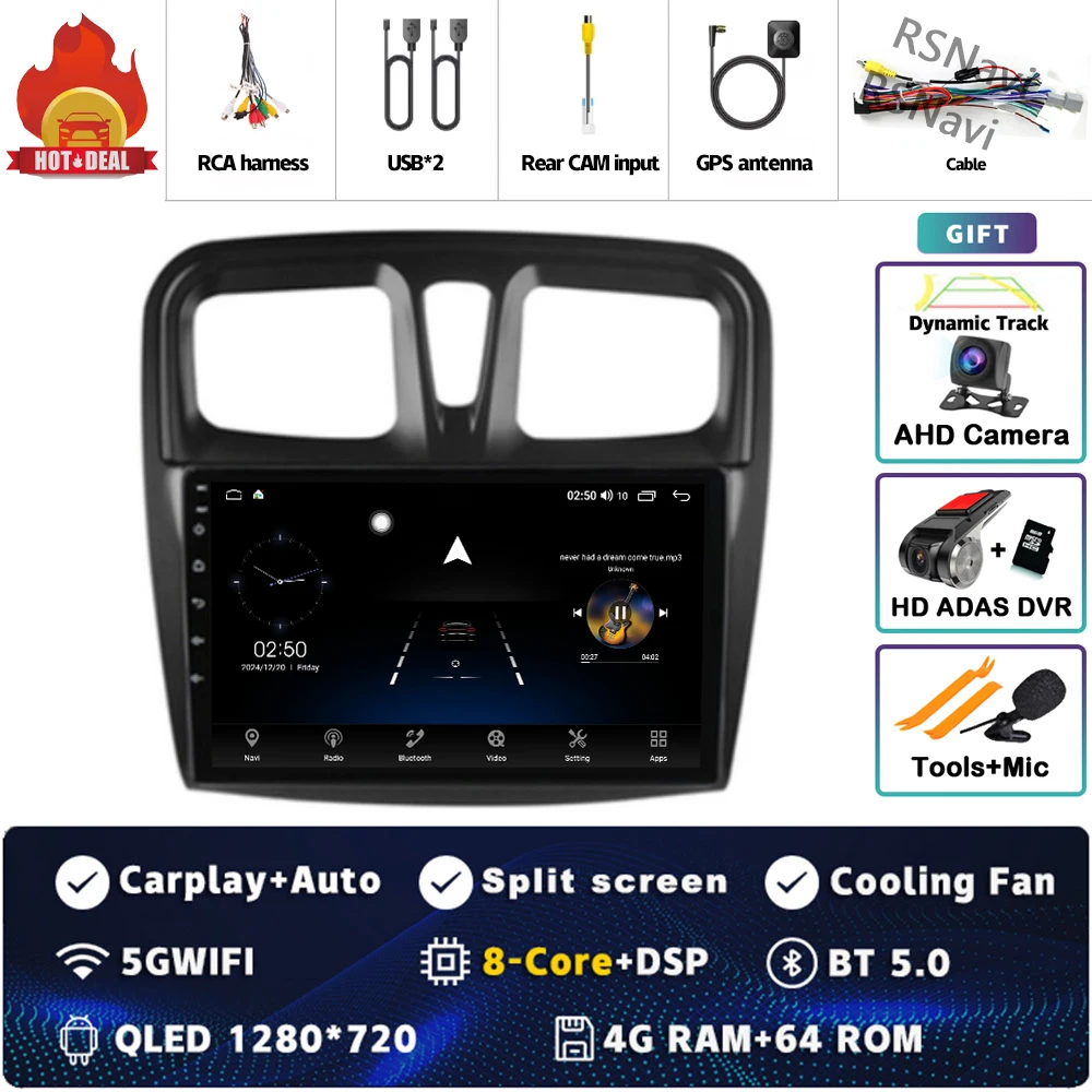 

Android 15 для Renault Logan 2 2012-2022 Sandero 2 2013-2022 2K QLED Стерео Автомобильный Радио Мультимедийный Видеоплеер GPS 4G CarPlay