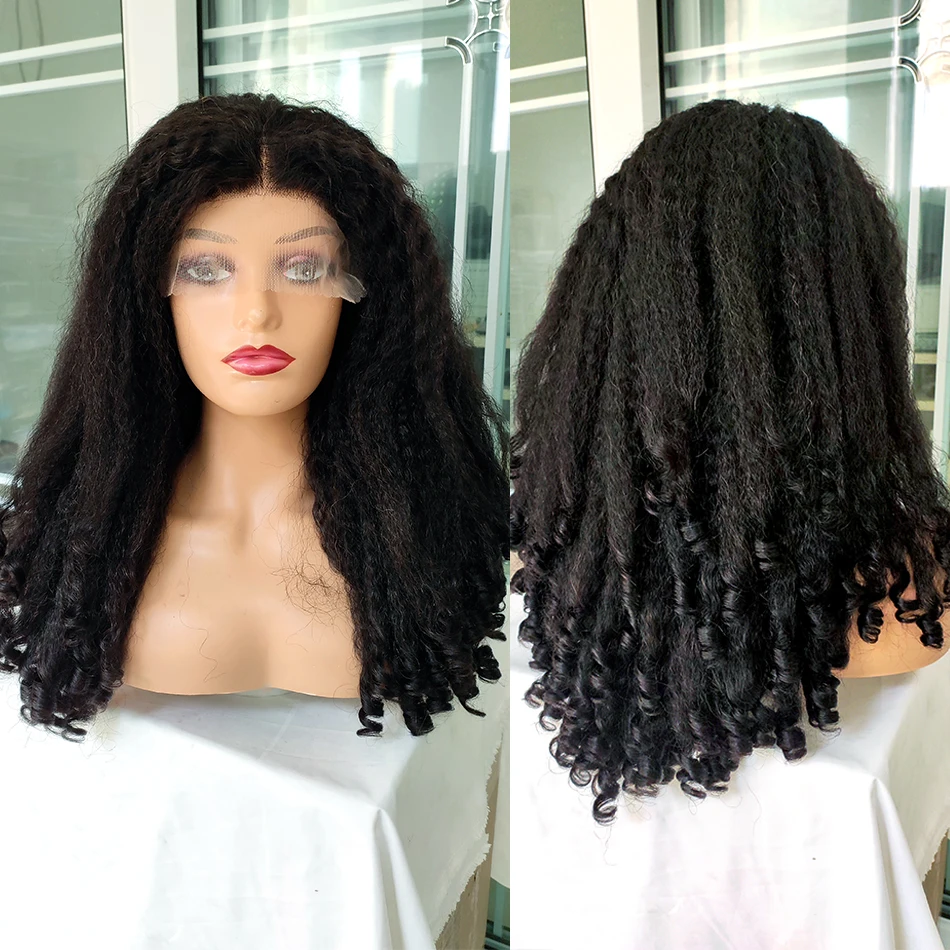 Фото Парик из натуральных волос 12A Super Double Drawn Bouncy Kinky Wave 13X4 HD Lace Frontal, афро-волновой, Funmi Wave, Yaki, малайзийские волосы, с кружевной передней частью №4
