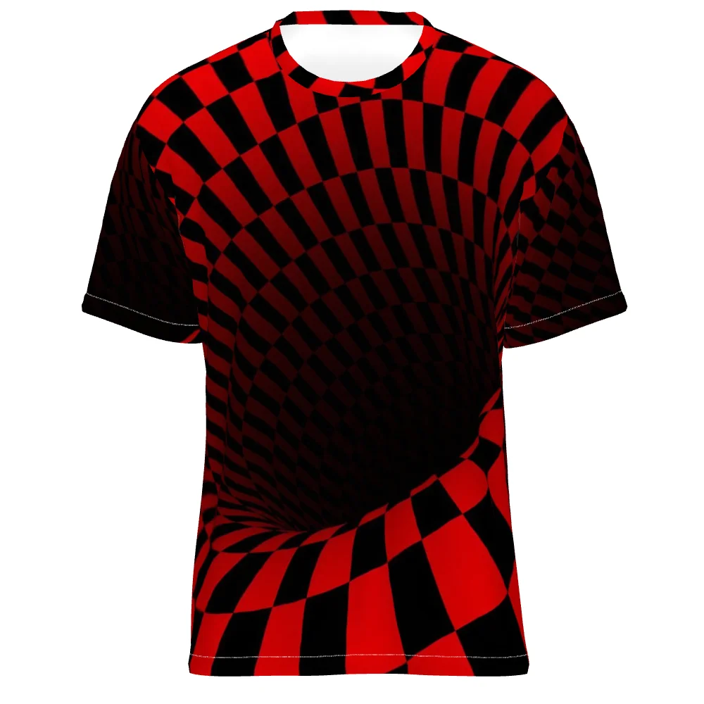 

Brand Men's Summer Short Sleeve Tech Illusion Digital Information 3D Printed Men's T-shirt Harajuku Fashion Streetwear Size 4XL
