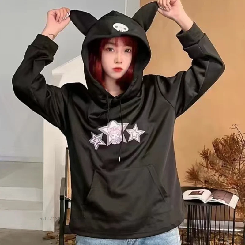 Sanrio Kuromi Модные женские парные мужские пуловеры с капюшоном Hhodies мягкий Повседневный свободный принт плюшевое утепленное пальто для влюблен... (art.: 3920bf7bf7137) - 3920bf7bf7137