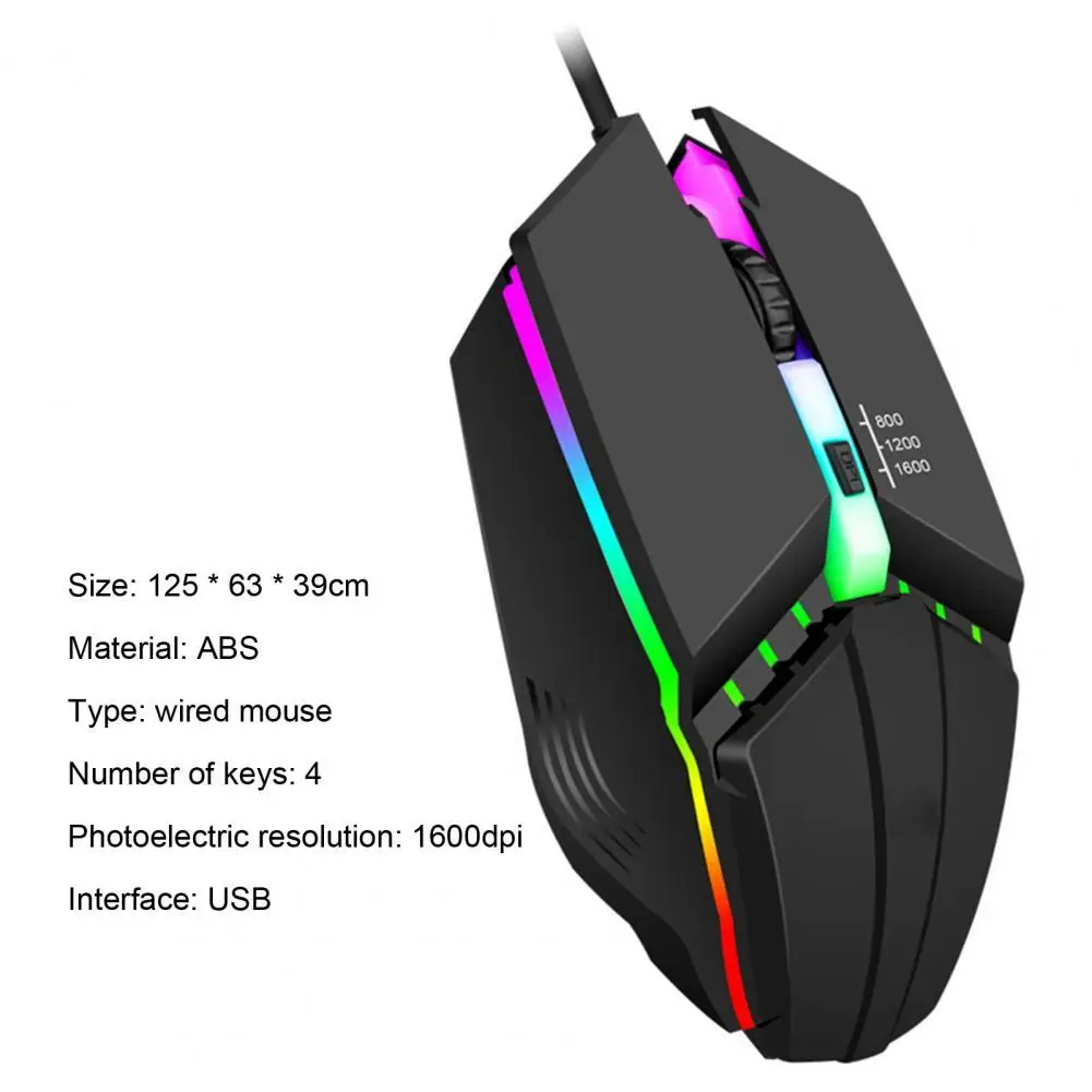 1 Set Wired Optical Mouse Gamer New Game Mice 4 Button with USB Receiver With Led Colorful Lights Mause for PC Gaming Laptops images - 6