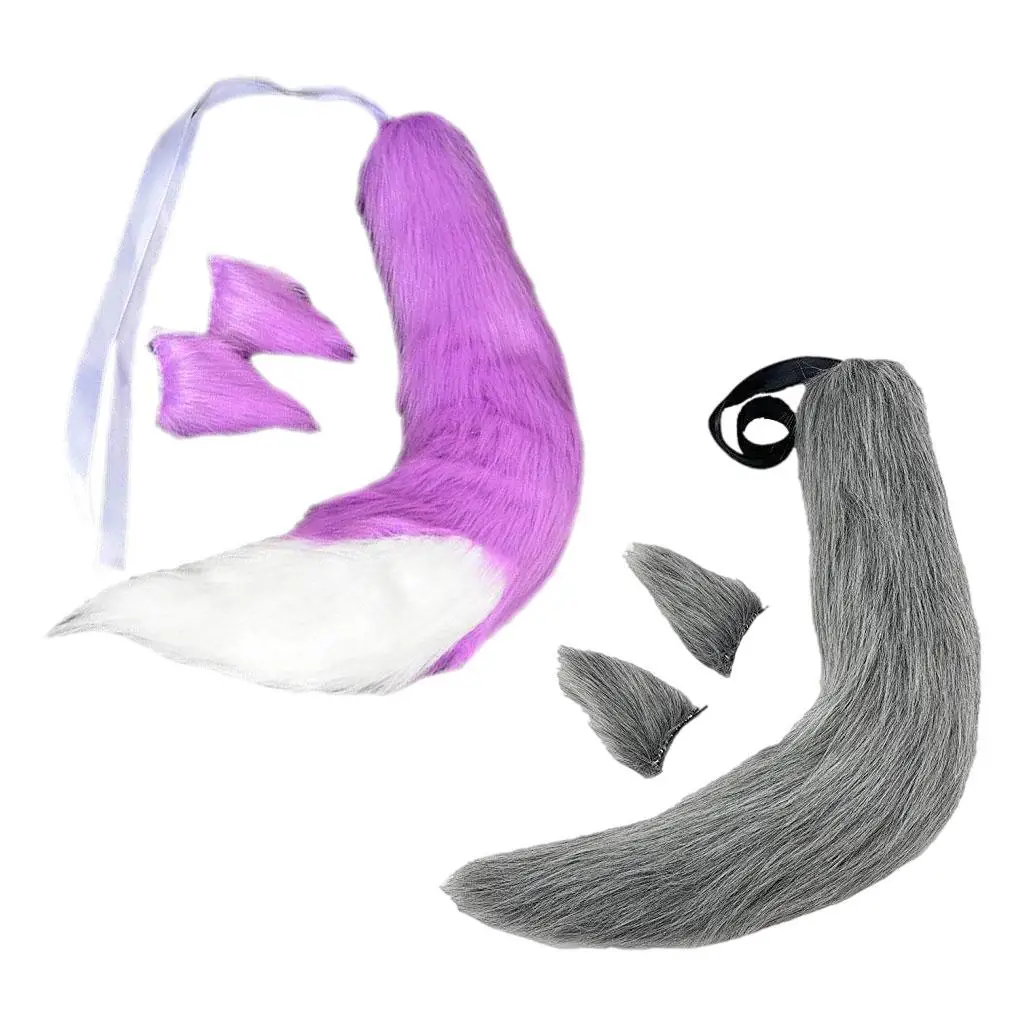 

Faux Fur Fox Tail and Ears Anime Cosplay Hairpin Costume for Christmas Women