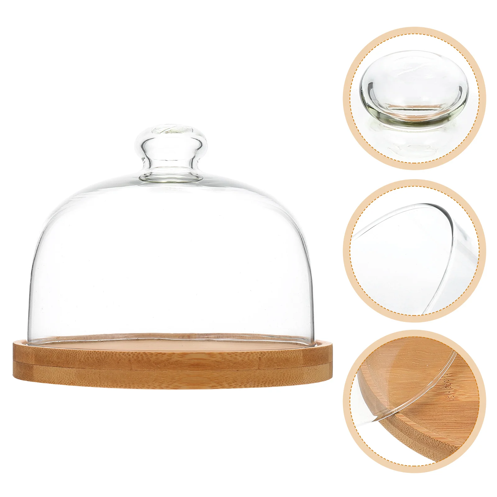 

Cake Dome Cover Stand Plate Dessert Tray Display Food Cloche Serving Platter Wood Lid Cheese Mini Wooden Server Round Cupcake