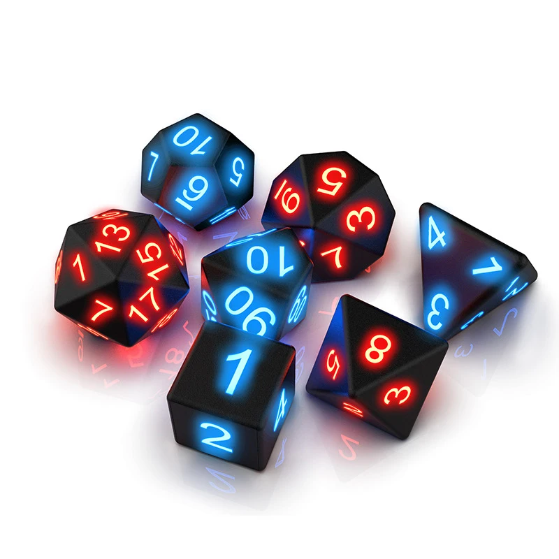 Funny 7pcs/set Electronic Dices D20 Glow Led Magic Trick Pixel DND Board Role Playing Table Game Mtg A Great Gift For Party Game
