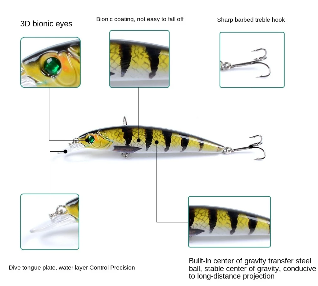 Набор рыболовных приманок 11 см/13 4 г жесткая рыболовная приманка мини-гольян