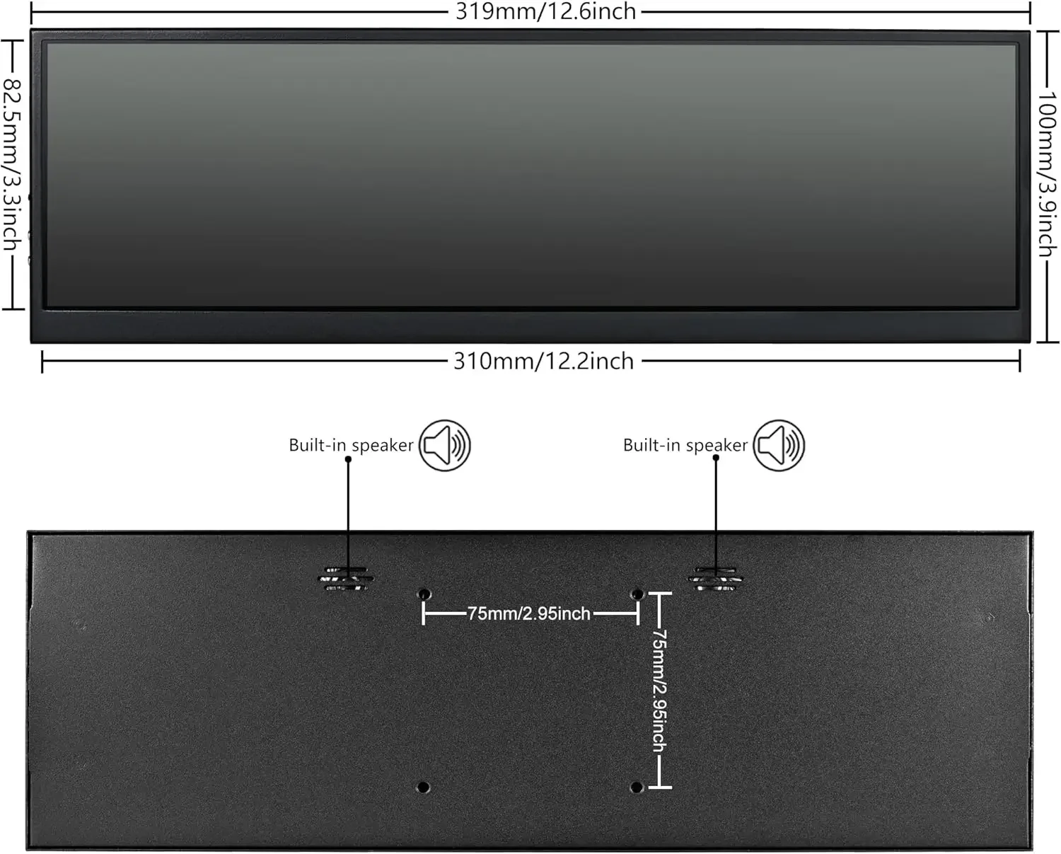 Wisecoco 12 6 дюймовый вторичный экран IPS сенсорный монитор растянутый Бар ЖК-дисплей