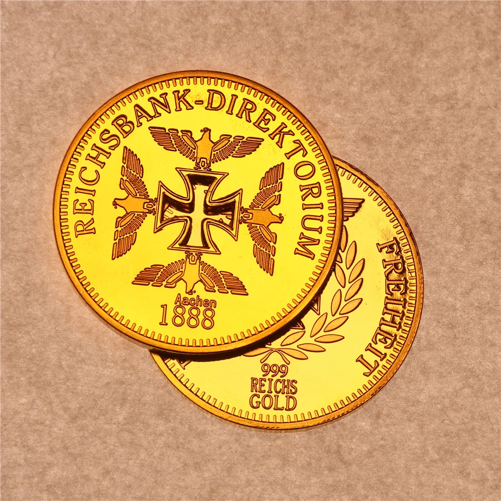 

Gold Clad Reichsbank Aachen 1888 Souvenir Coin,Germany Hollow Iron Cross Coin