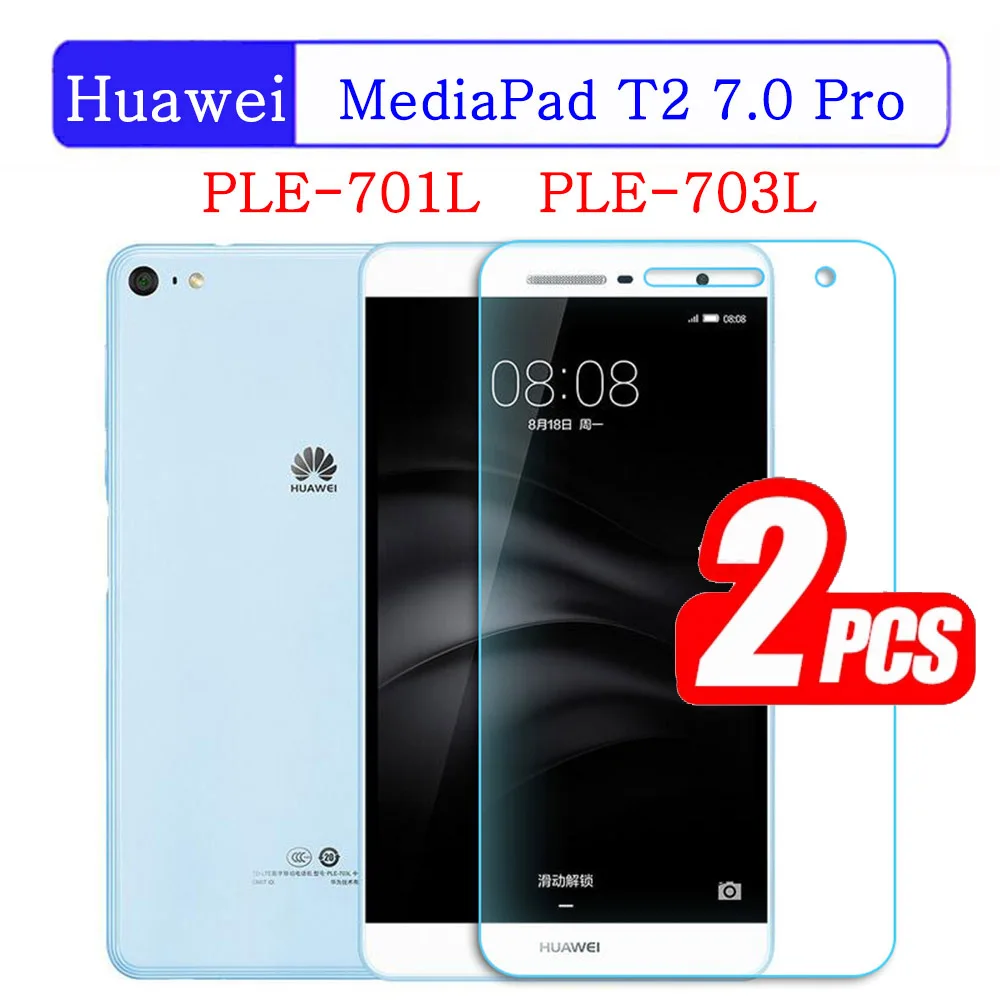 

(2 Packs) 9H Tempered Glass For Huawei MediaPad T2 7.0 Pro 2016 PLE-703L PLE-701L Full Coverage Screen Protector Tablet Film