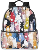 colourful cartoon horses multifunctional backpacks business and travel laptop backpacks 14 5x12x5 in