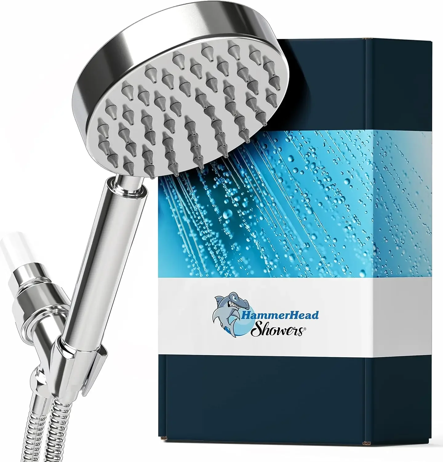 

Handheld Shower Head with Hose and Brass Holder- CHROME - 2.5 GPM High Pressure Shower Heads - Hand Shower Head