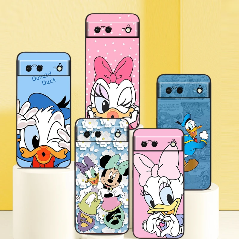 

Cute Cartoon Donald Duck Phone Case For Google Pixel 7 6 Pro 6A 5A 5 4 4A XL 5G Black Shell Soft Cover Fundas Coque Capa