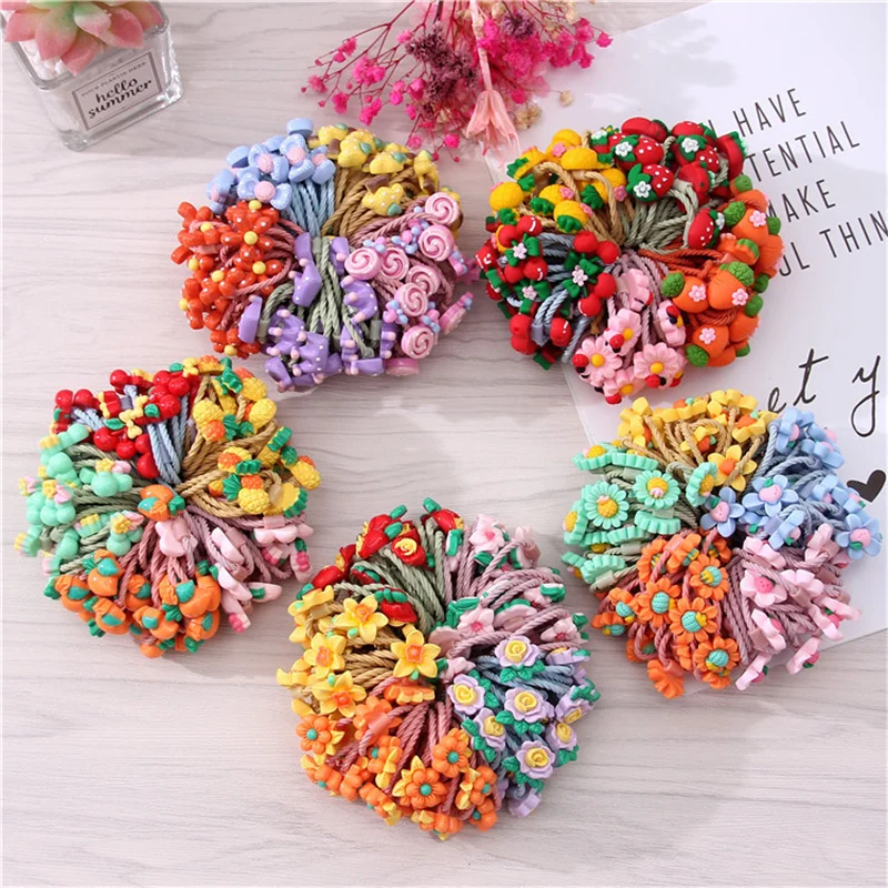 

10pcs Hair Accessories Girls Bands Bandeau Cheveux Scrunchies Elastique Fille Kids Korean Haarband Rubber Baby Tie Band Cute