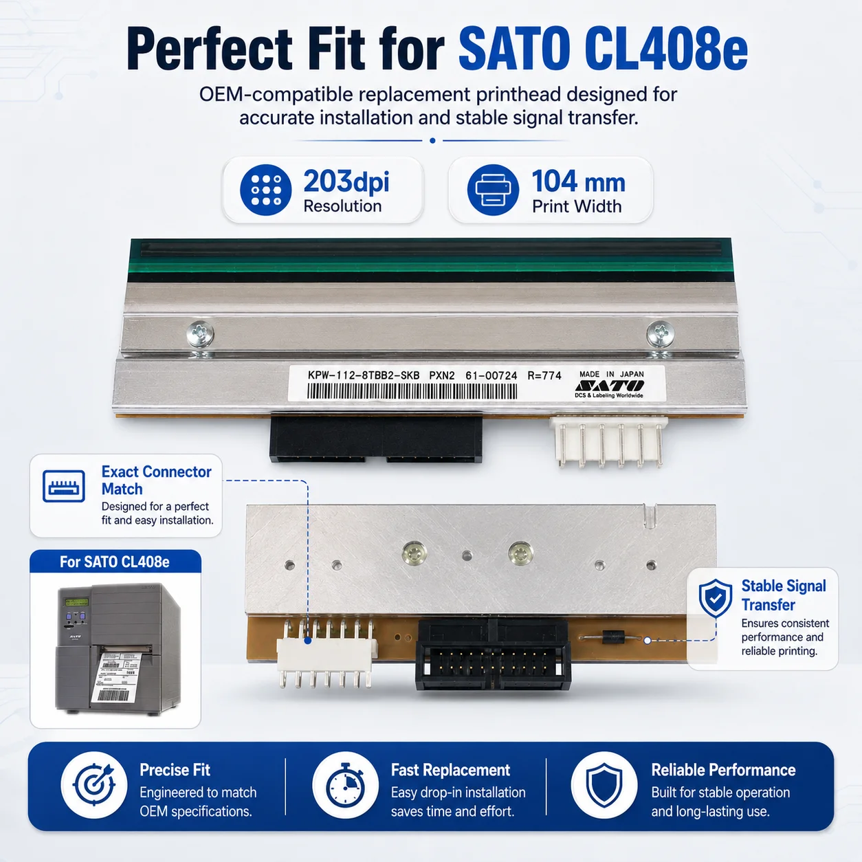 Фото Бесплатная доставка, новая оригинальная печатающая головка SATO CL408E 200DPI KPA-112-8MTA2-SKB GH000741A. №3